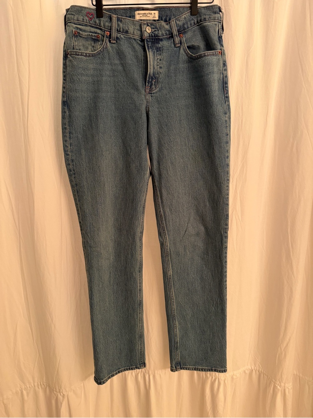 Abercrombie & Fitch Straight Leg Jeans in Light Blue Denim